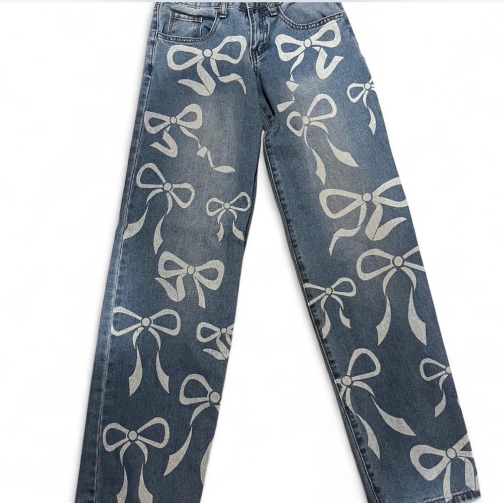 Ashley Mason Blue Jeans with Bow Design